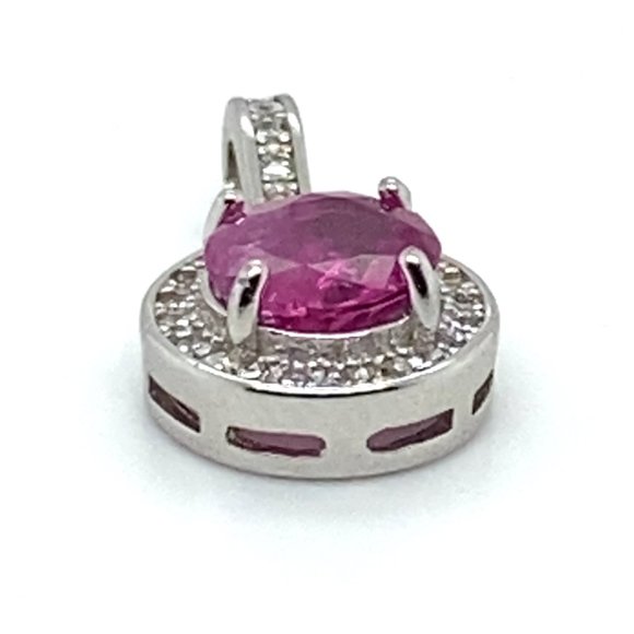 Jegdalek Ruby 1.15ct White Gold Finish Solid 925 Sterling Silver Pendant - Picture 6 of 9